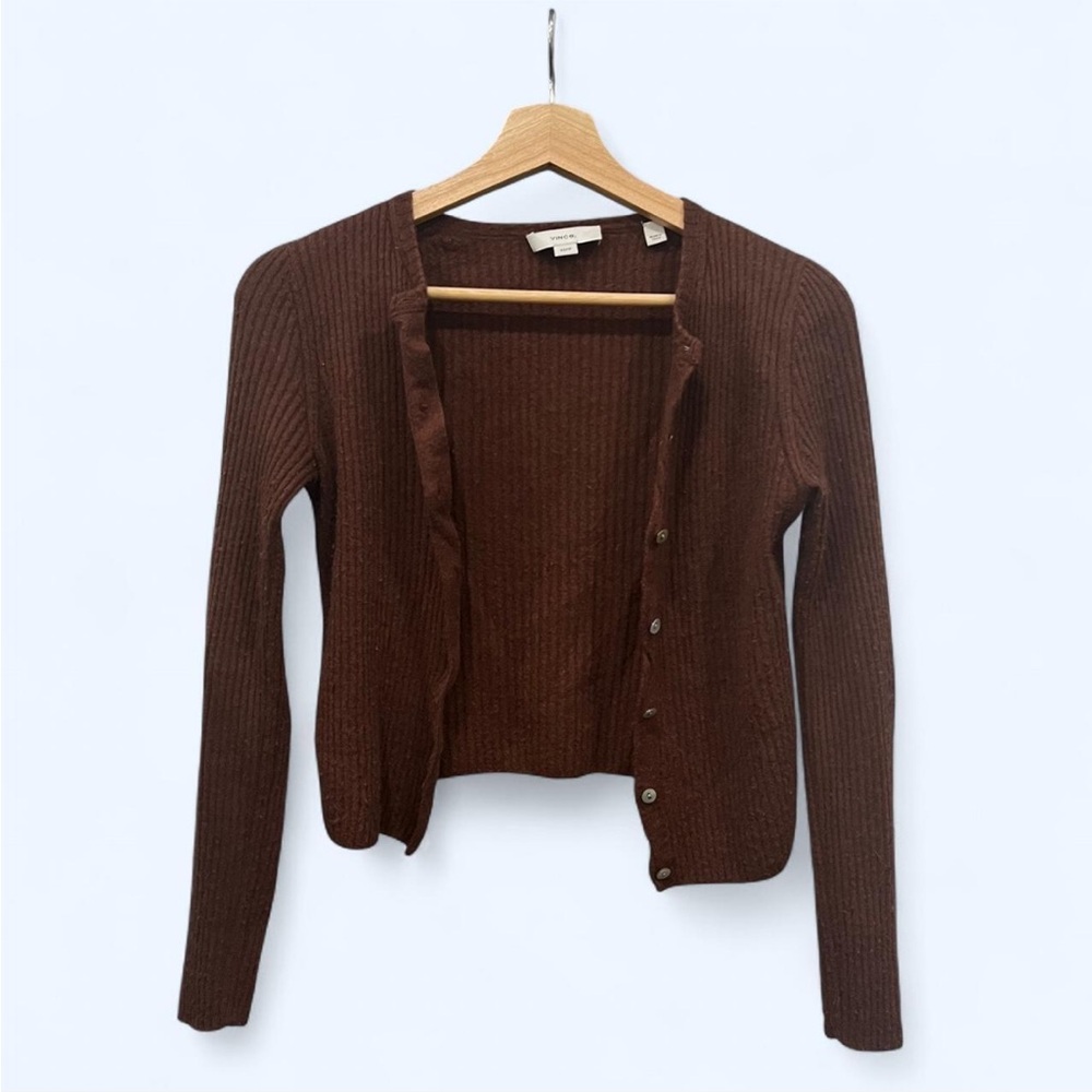 Brown cashmere & silk Vince cardigan